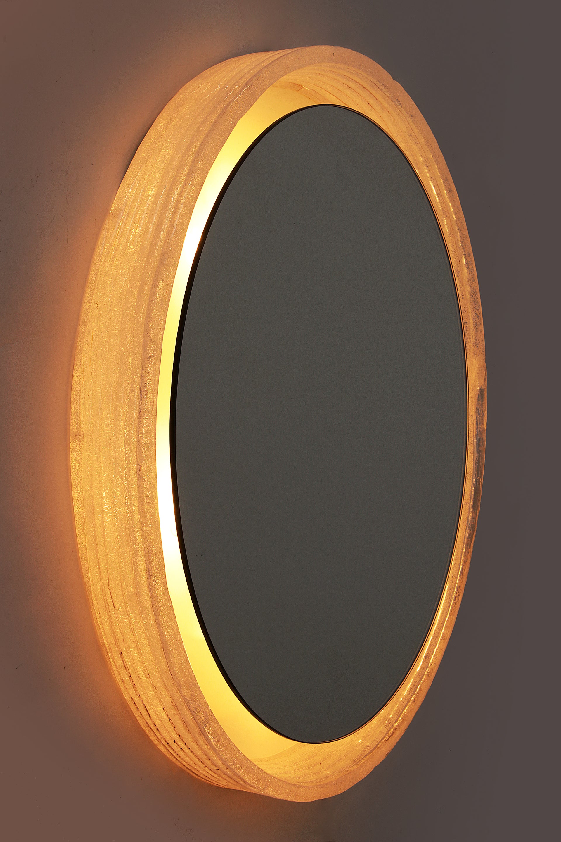 Round Plexiglass Bathroom Mirror by Hillebrand, Large Model, 1960 Germany.
