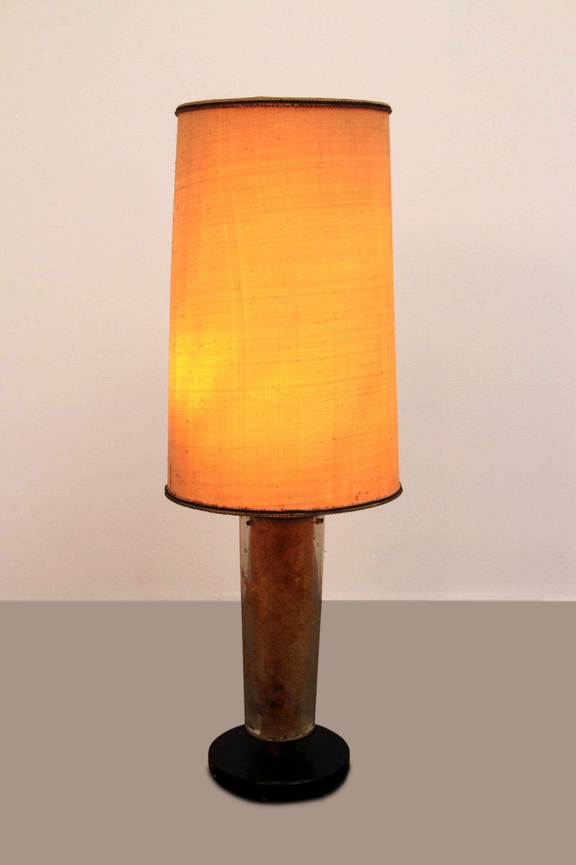 Vintage Brutalist Table Lamp in Marble & Glass, 1980s Design