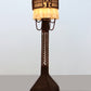 Vintage Bamboo and Rattan Floor Lamp with Fabric Shade