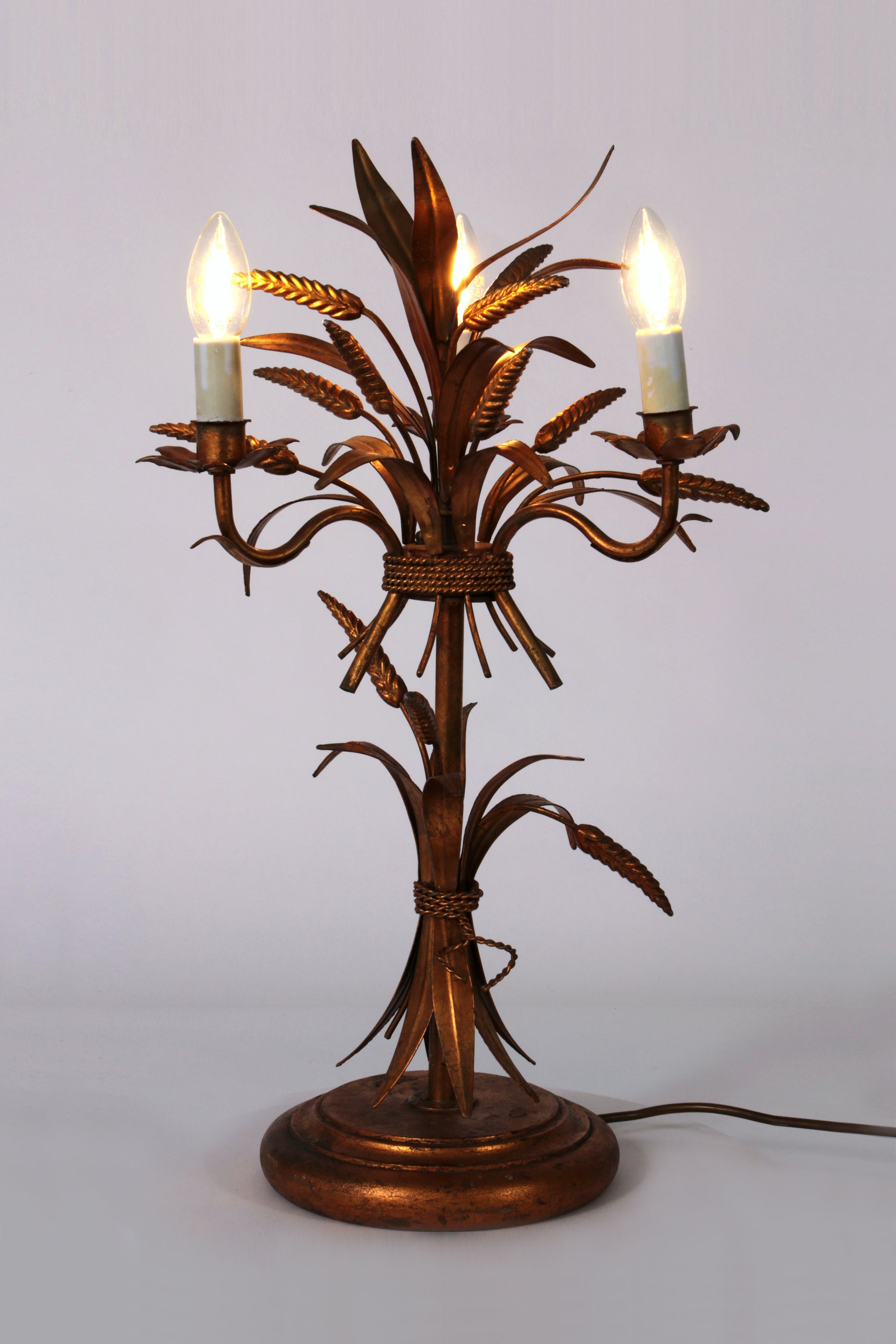Gilt ‘Sheaf of Wheat’ Table Light, Florentine Table Lamp by Hans Kögl, 1960s