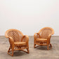 Franse Bohemian set van 2 Bamboe stoelen jaren60.