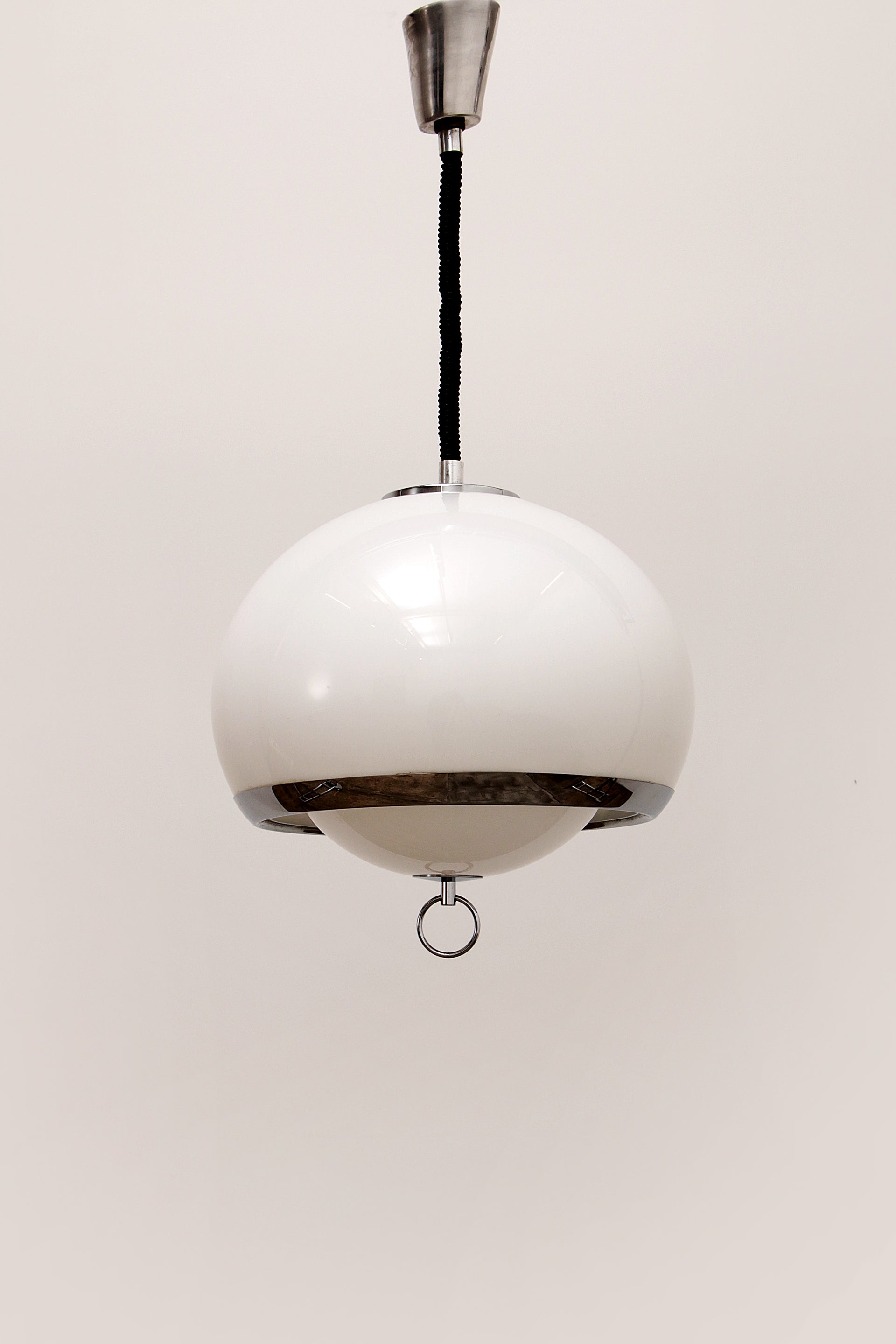 Opaline Space Age German Pendant Lamp with Accordion Cord, 1960s
