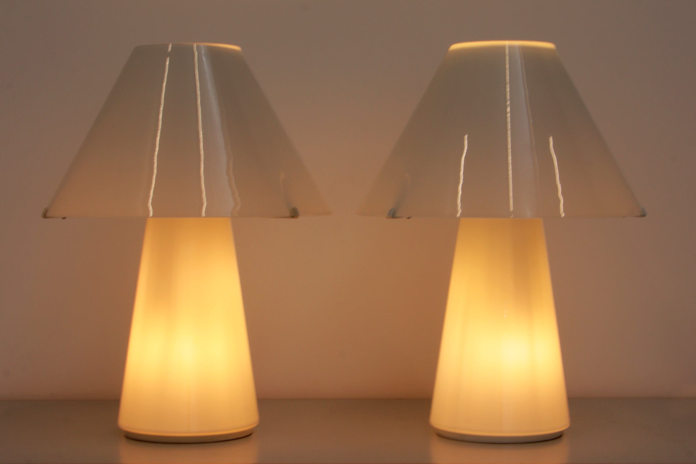 Mooie vintage set murano glas tafellampen Gianni Seguso, 1970