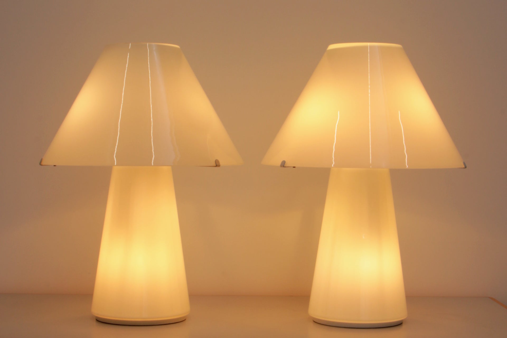 Mooie vintage set murano glas tafellampen Gianni Seguso, 1970