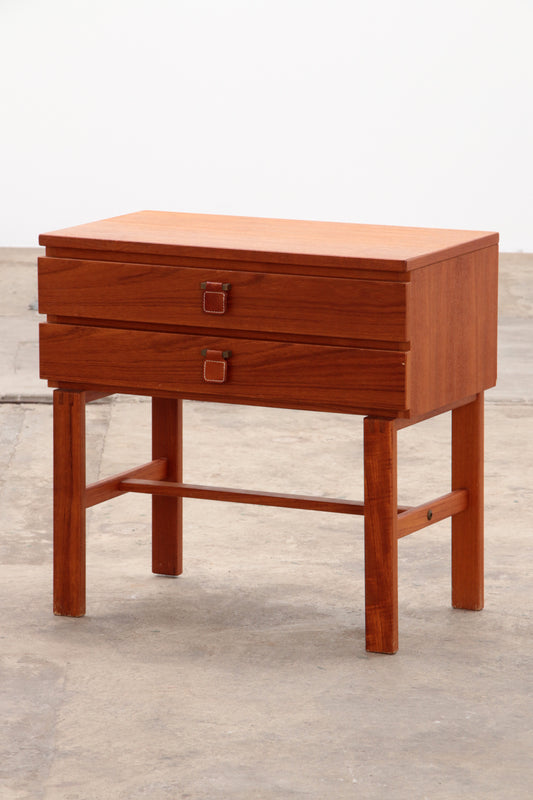 Vintage Teak Chest of Drawers with Leather Handles by Fröseke Nybrofabrik