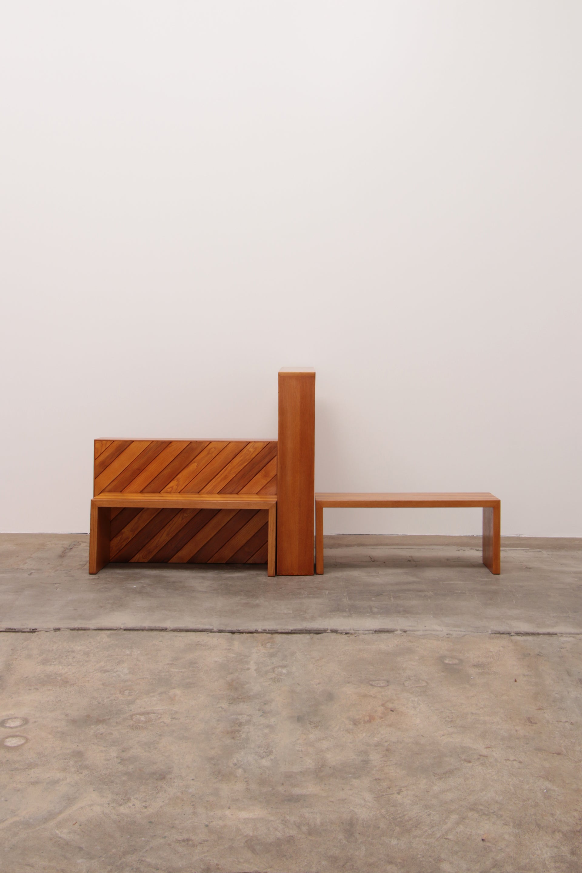 Modulaire beuken set twee roomdividers met banken,1970 Italië