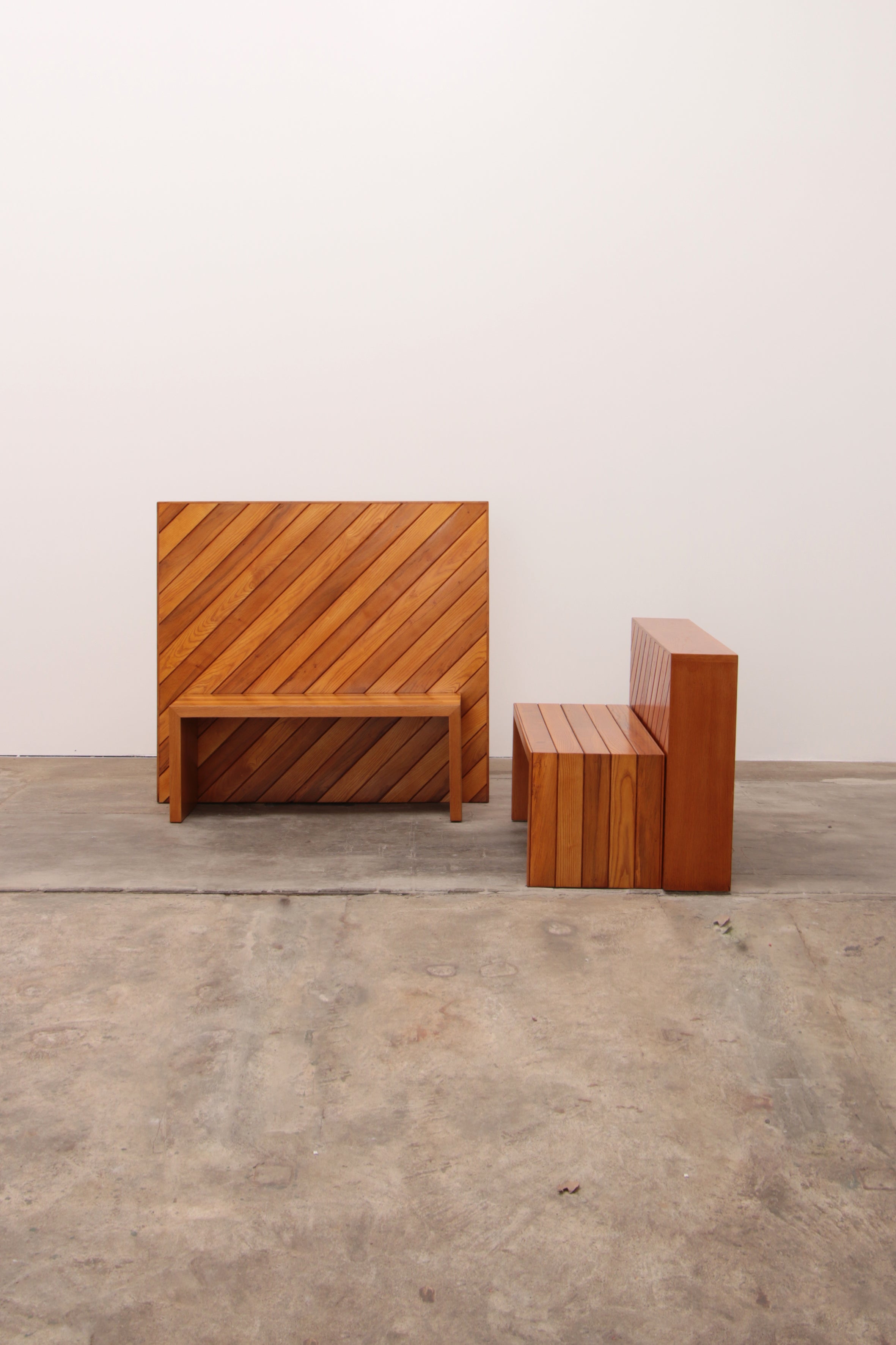 Modulaire beuken set twee roomdividers met banken,1970 Italië