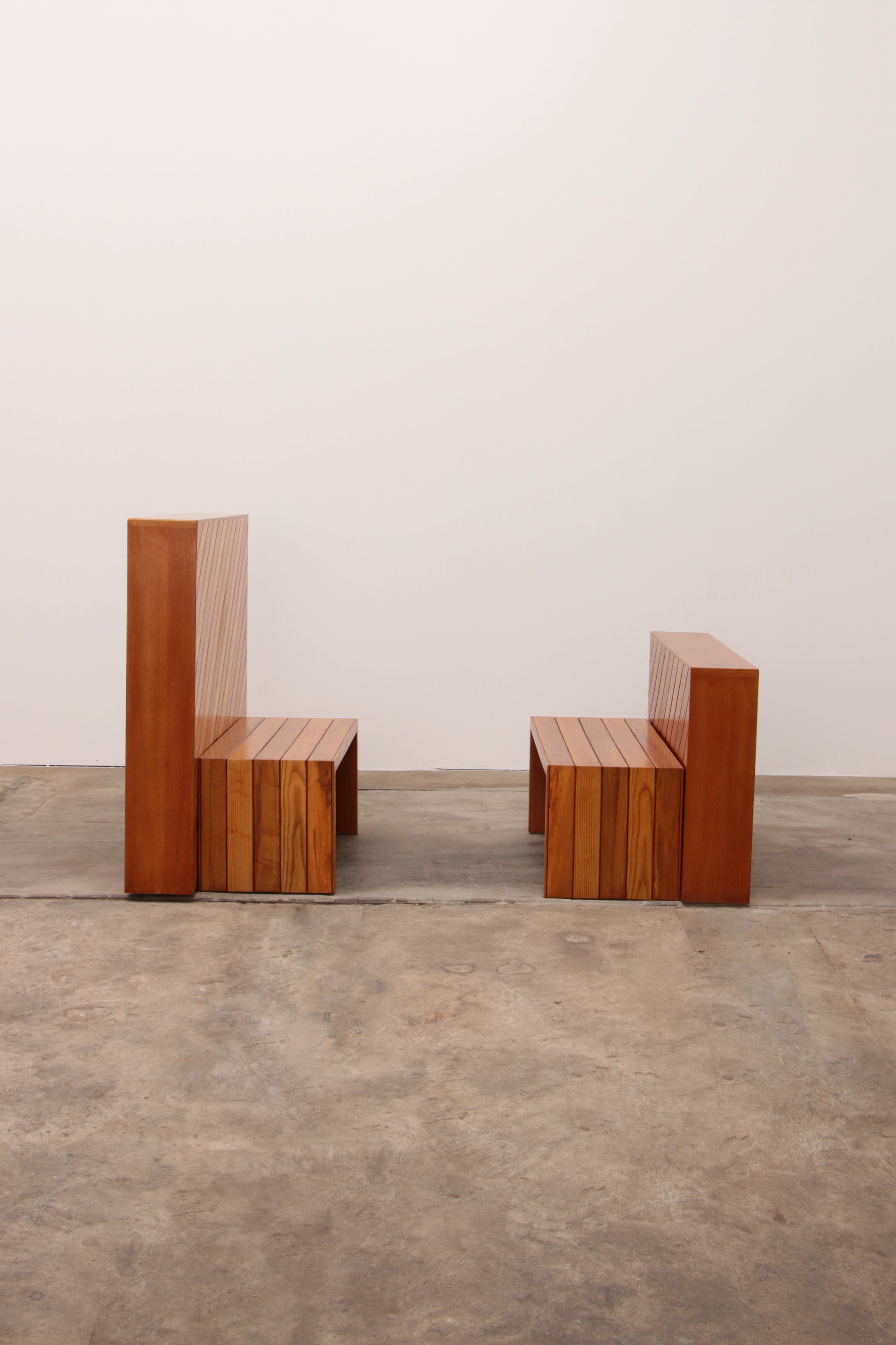 Modulaire beuken set twee roomdividers met banken,1970 Italië