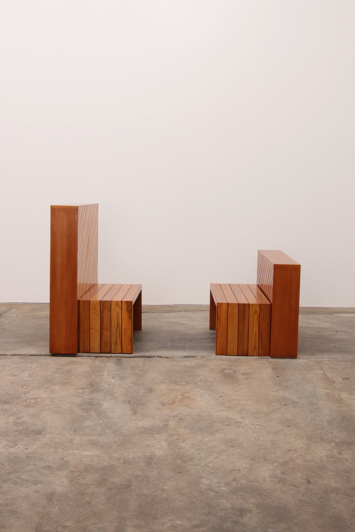 Modulaire beuken set twee roomdividers met banken,1970 Italië