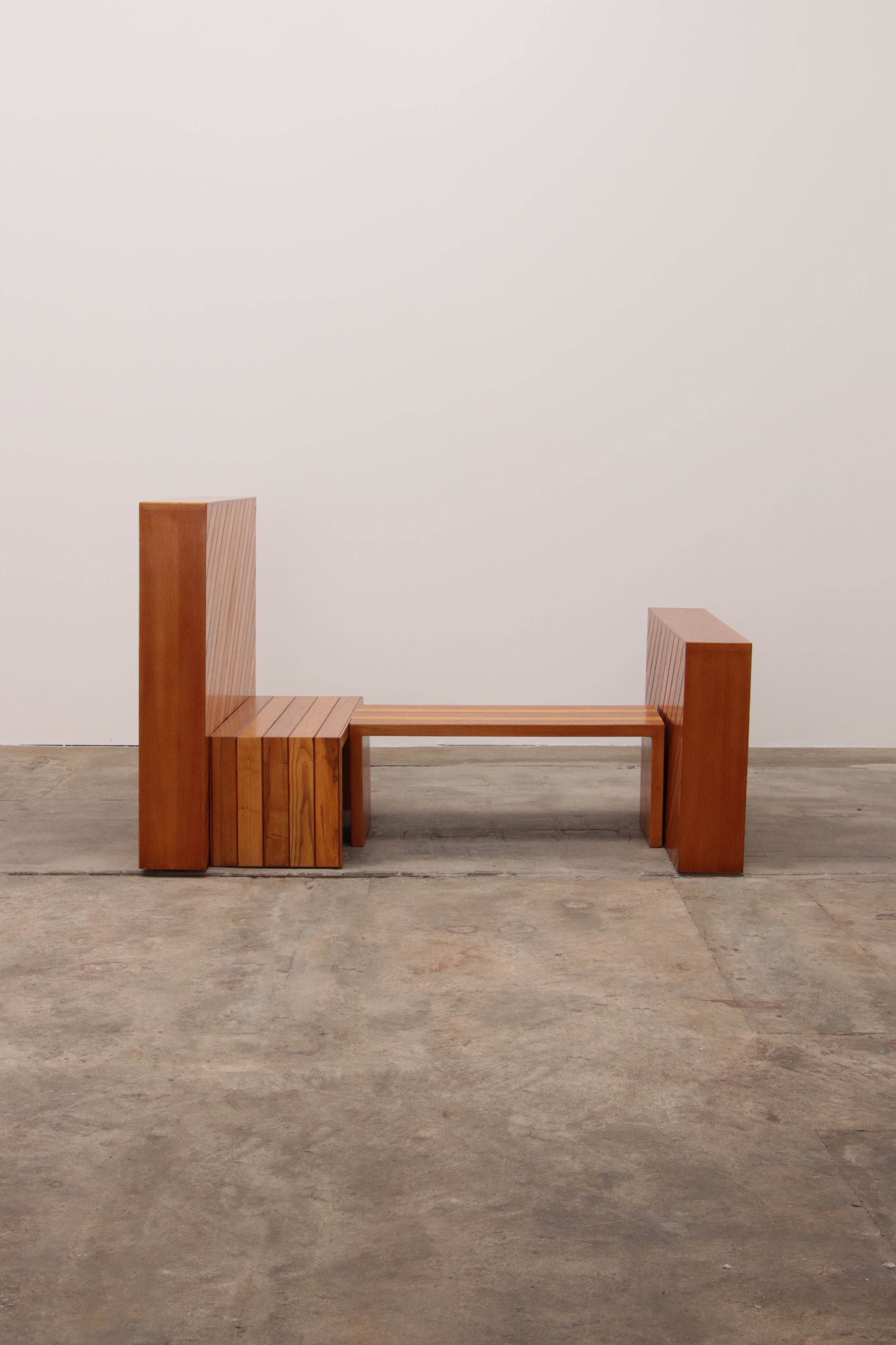 Modulaire beuken set twee roomdividers met banken,1970 Italië