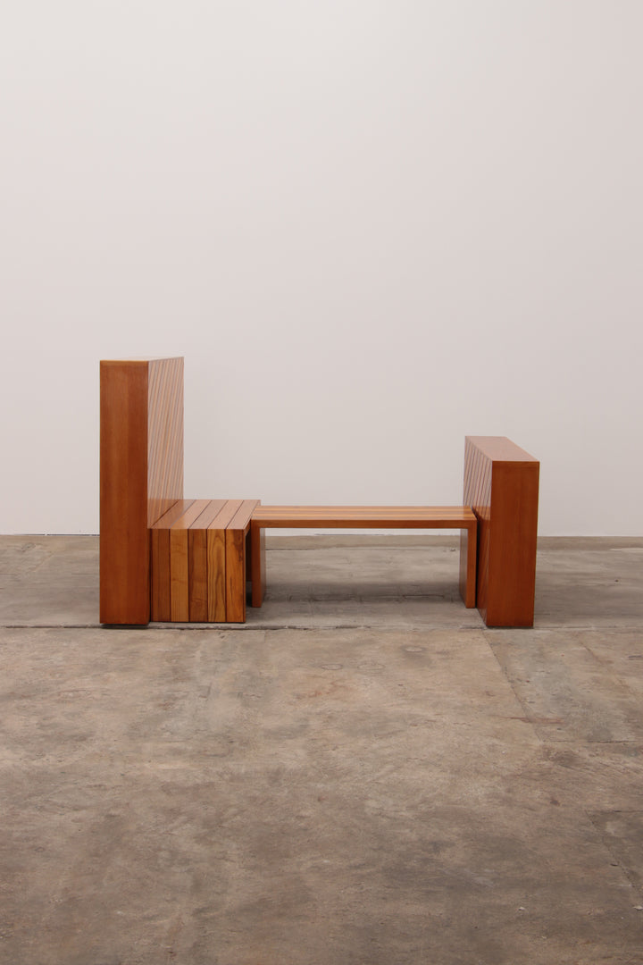Modulaire beuken set twee roomdividers met banken,1970 Italië