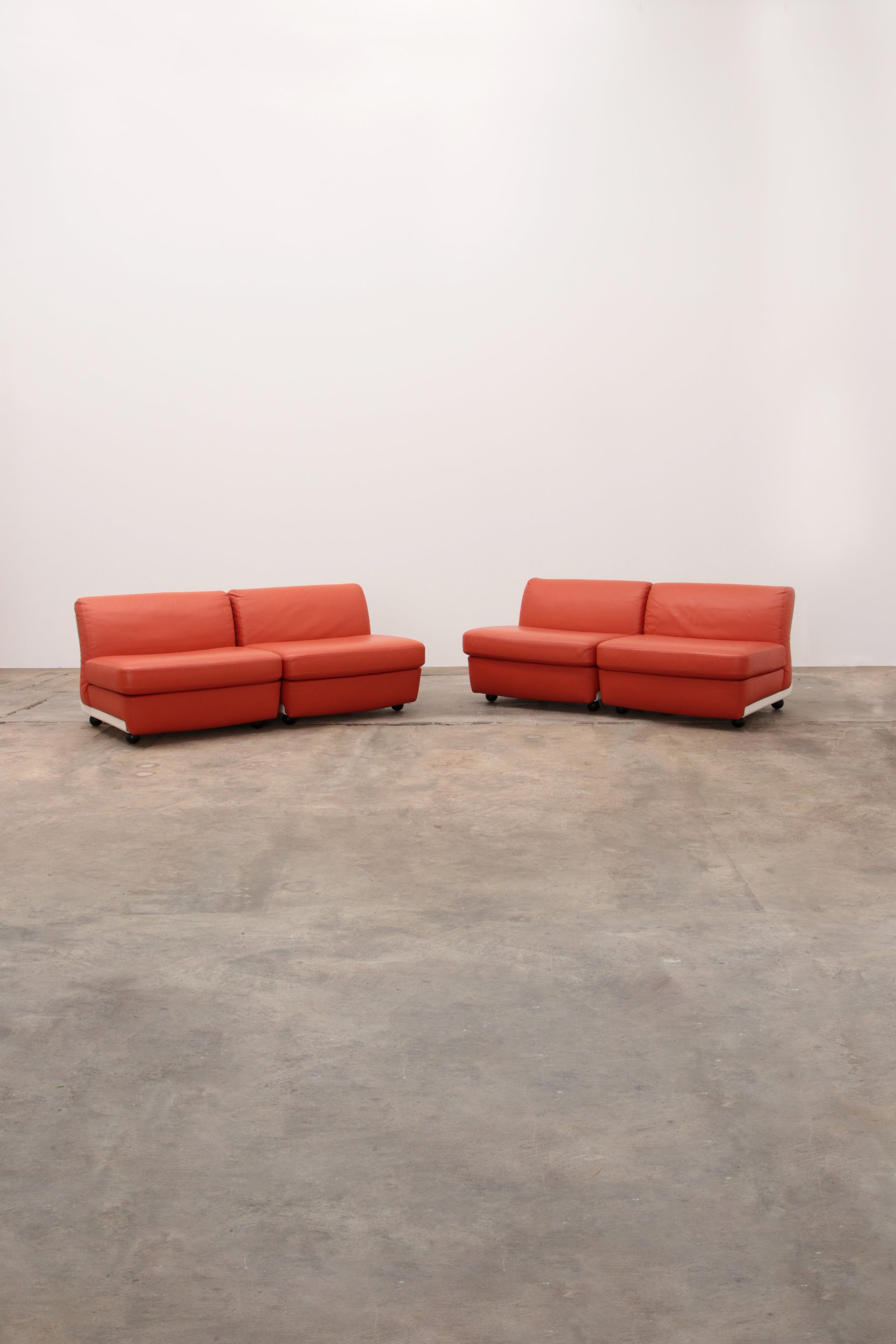 Amanta Modular Sofa in Orange Leather Mario Bellini 1960s
