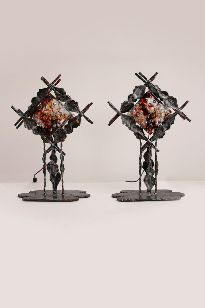 Italiaans Design Brutalist Tafellampen van Poliarte,Albano Poli jaren 70