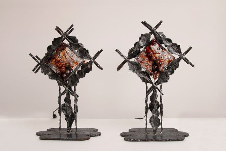 Italiaans Design Brutalist Tafellampen van Poliarte,Albano Poli jaren 70