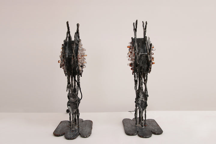 Italiaans Design Brutalist Tafellampen van Poliarte,Albano Poli jaren 70