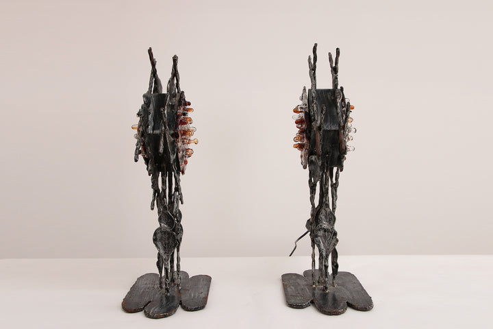 Italiaans Design Brutalist Tafellampen van Poliarte,Albano Poli jaren 70