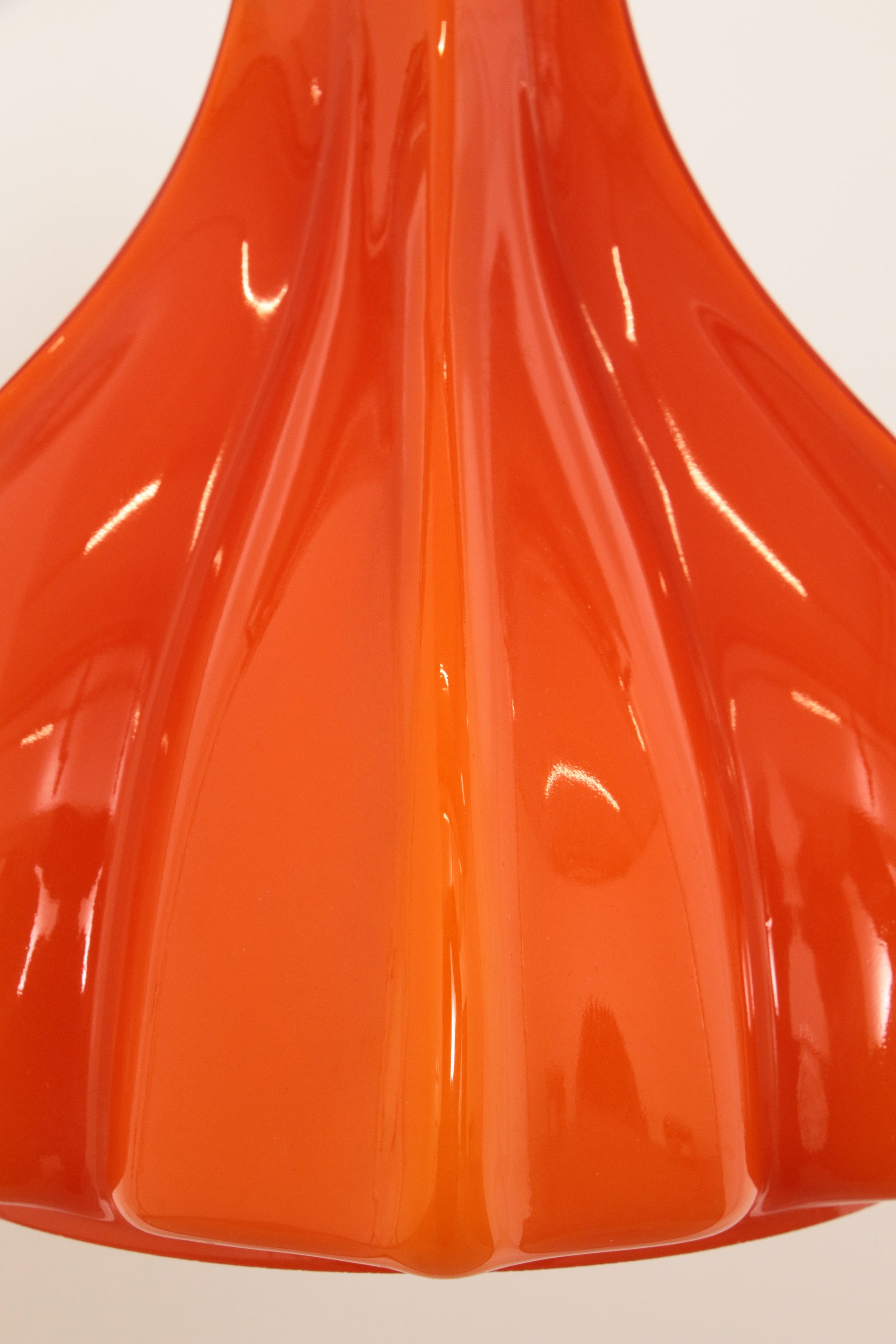 Vintage Oranje Glazen Hanglamp Van Peill En Putzler 1960