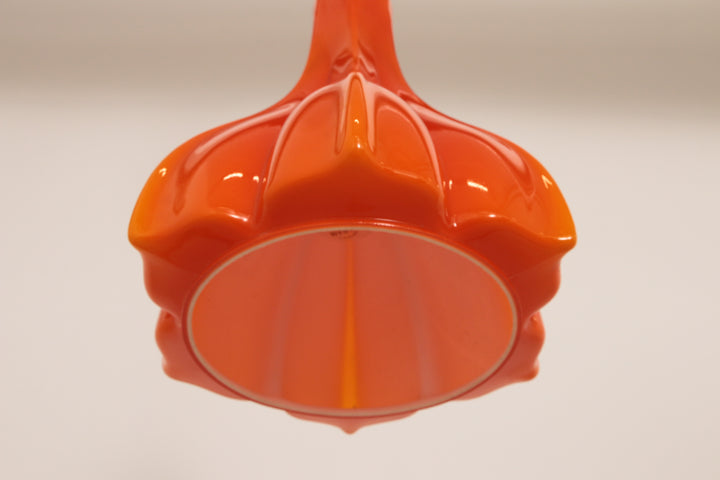 Vintage Oranje Glazen Hanglamp Van Peill En Putzler 1960