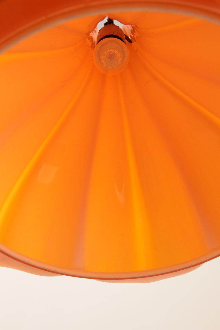 Vintage Oranje Glazen Hanglamp Van Peill En Putzler 1960