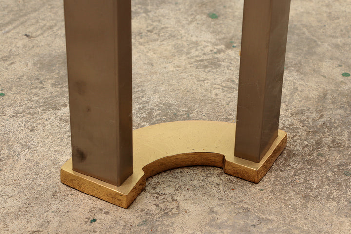 Hollywood Regency Gouden Glazen salontafel met Glazen bijzettafel 1970