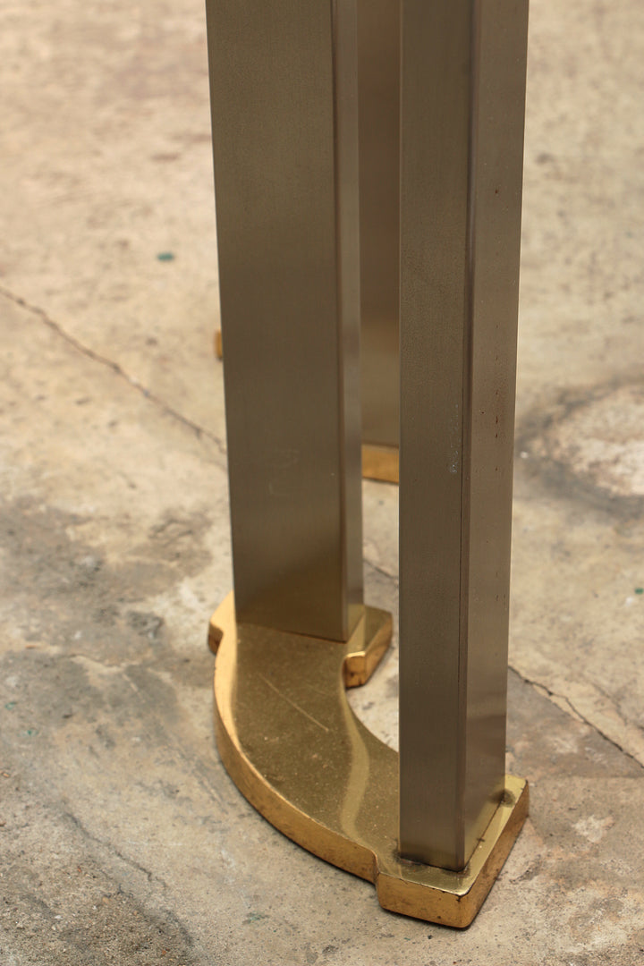 Hollywood Regency Gouden Glazen salontafel met Glazen bijzettafel 1970