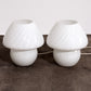 Vintage Set White Mushroom Lamps by Glashutte, 1960 Germany