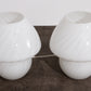 Vintage Set White Mushroom Lamps by Glashutte, 1960 Germany