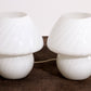 Vintage Set White Mushroom Lamps by Glashutte, 1960 Germany