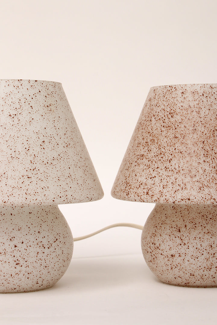 Vintage Glazen Mushroom of Champignon lampjes 1960 Duitsland.