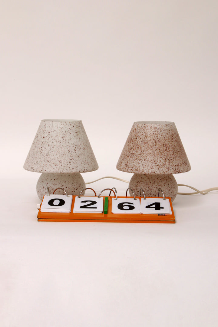 Vintage Glazen Mushroom of Champignon lampjes 1960 Duitsland.