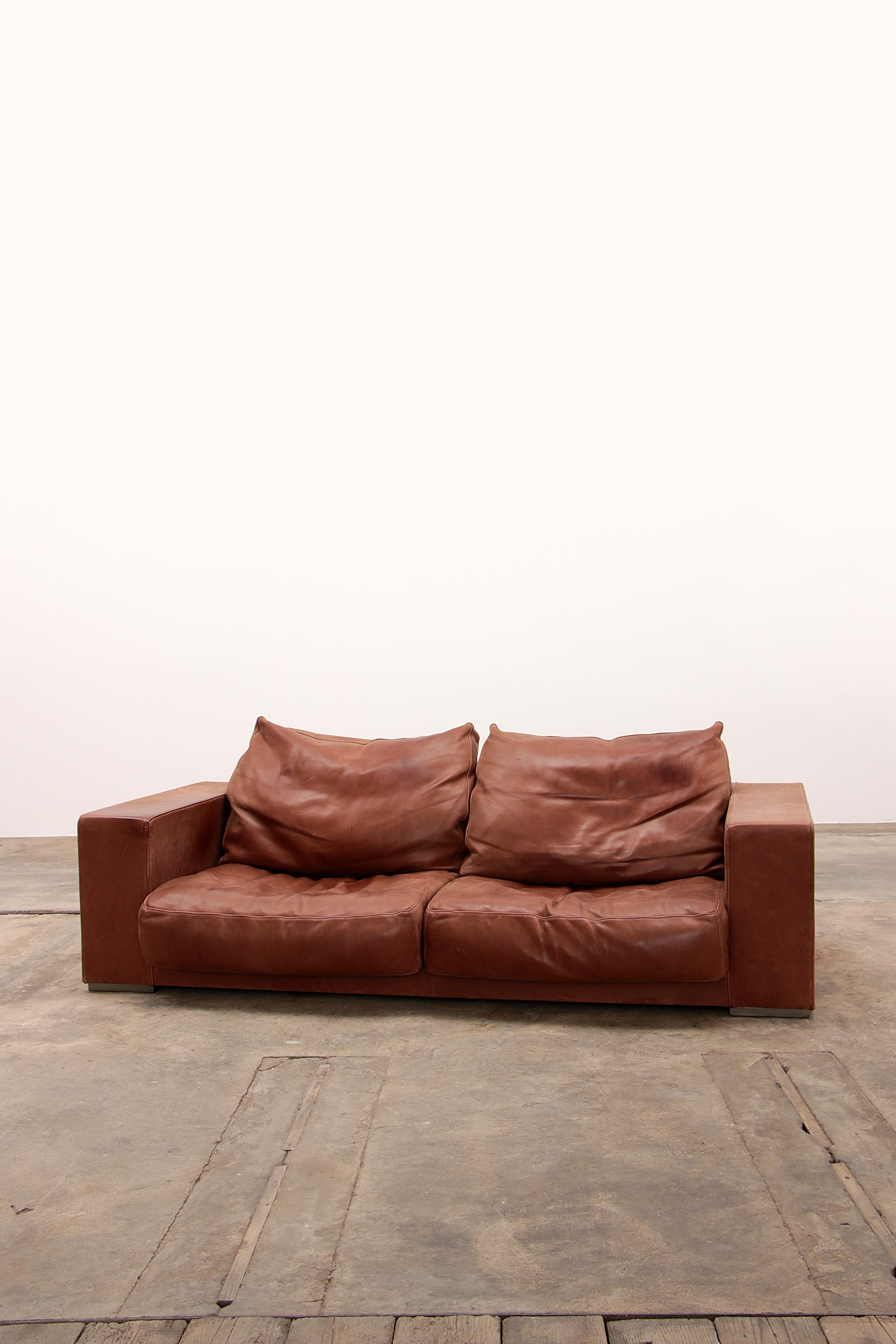Vintage Cognac Leather Sofa Boedapest by Paola Navone for Baxter