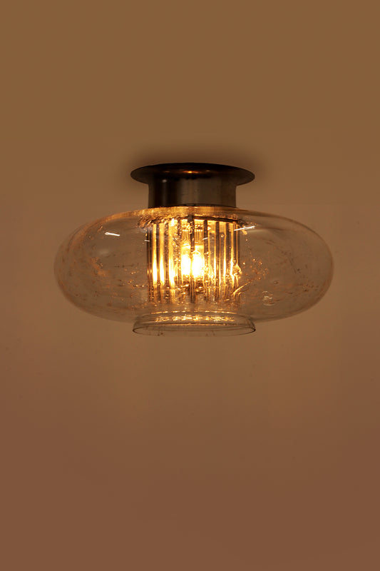 Mooie Doria Leuchten plafondlamp met chrome accenten,1960 Duitsland