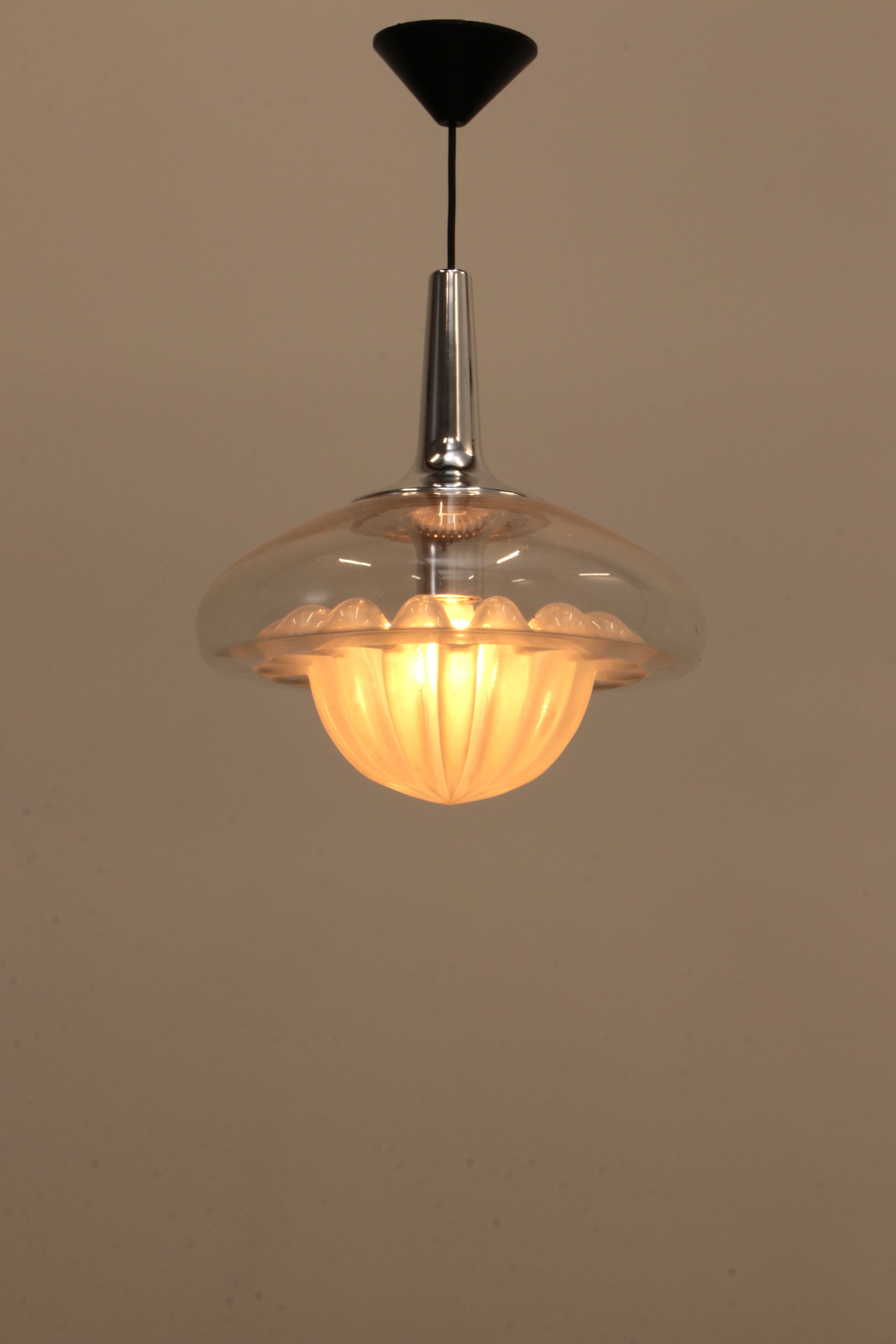 Vintage glazen hanglamp van Peill & Putzler, 1970