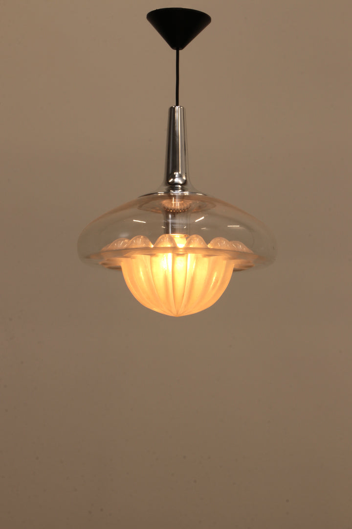 Vintage glazen hanglamp van Peill & Putzler, 1970