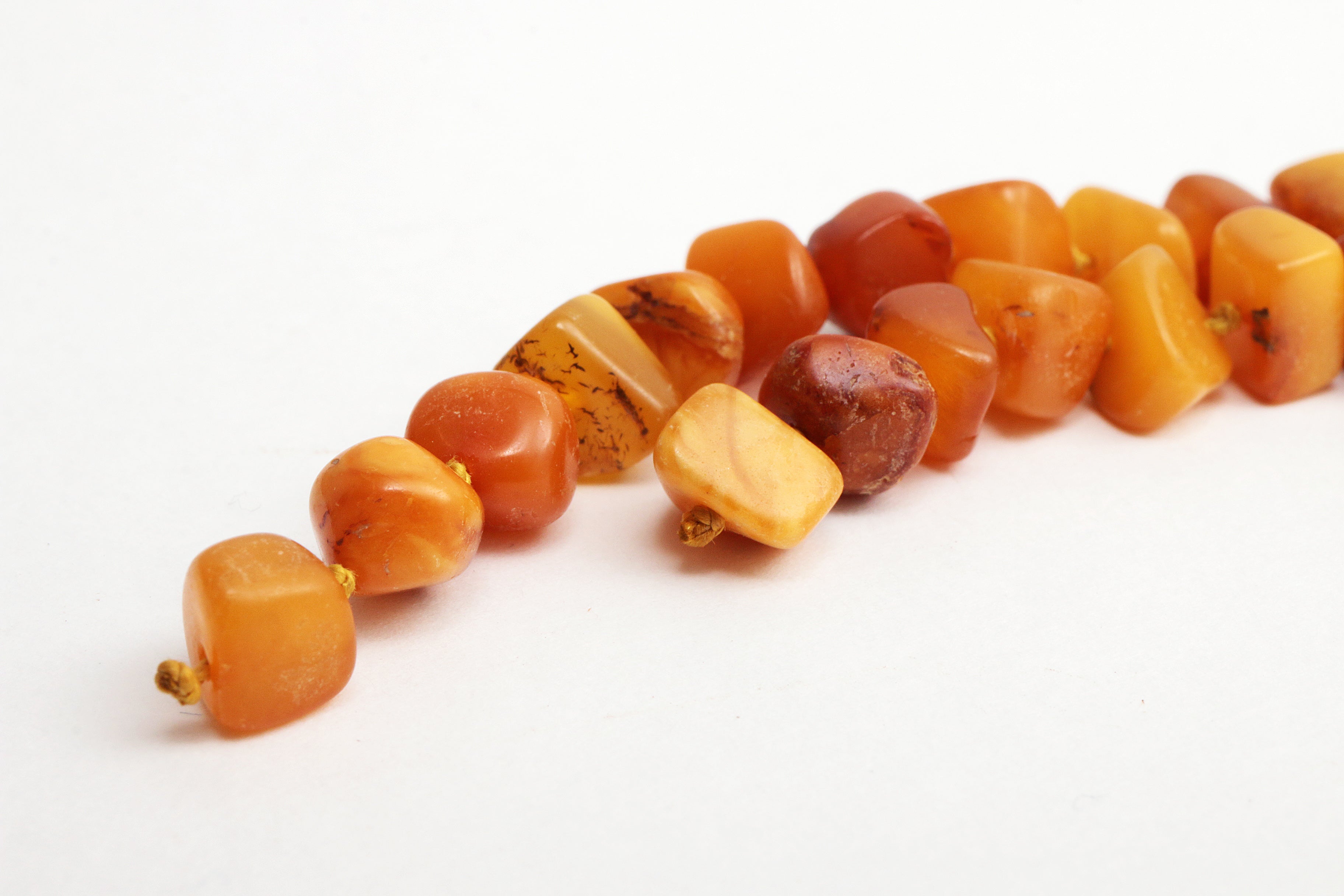 Vintage oranje barnsteen kralen ketting,1960