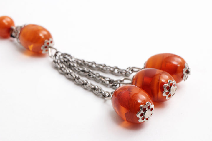 Prachtige gebedsketting gemaakt van barnsteen jaren60