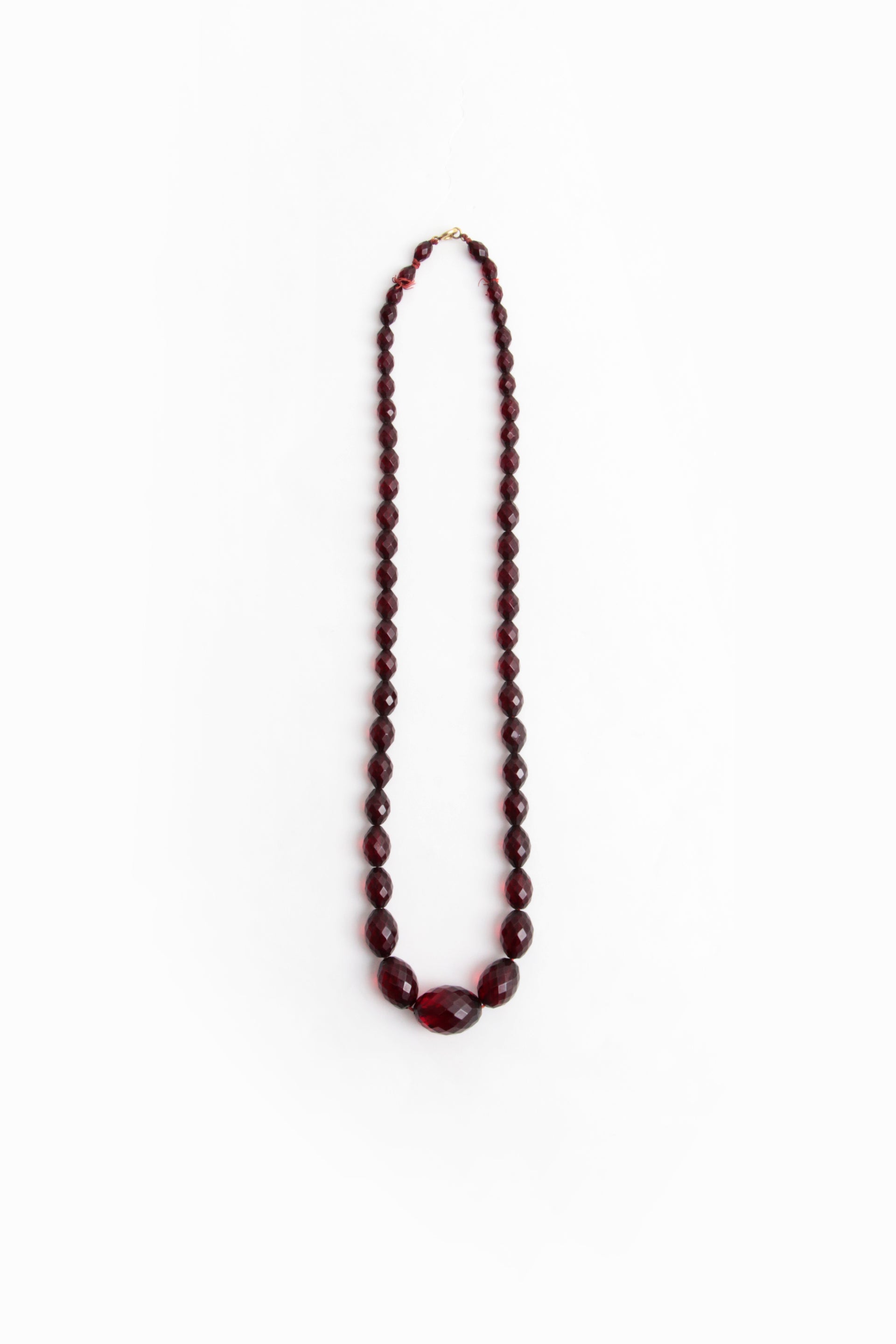 Vintage Red Long Amber Necklace, 1960