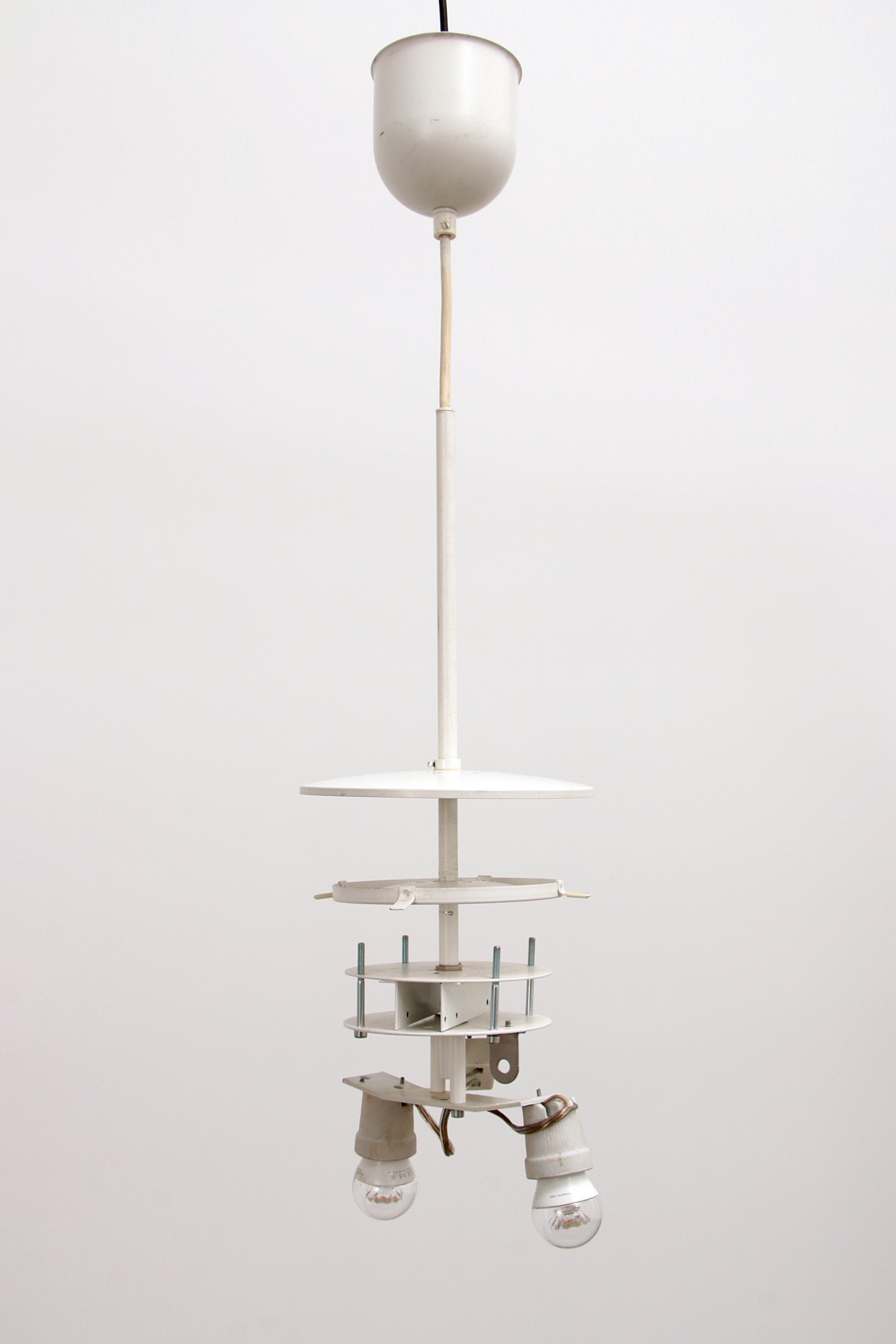 Zeer Grote Witte hanglamp Glashutte Limburg, 1960