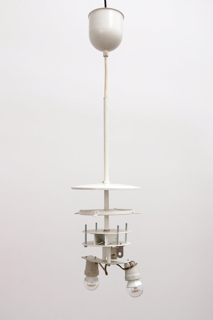 Zeer Grote Witte hanglamp Glashutte Limburg, 1960