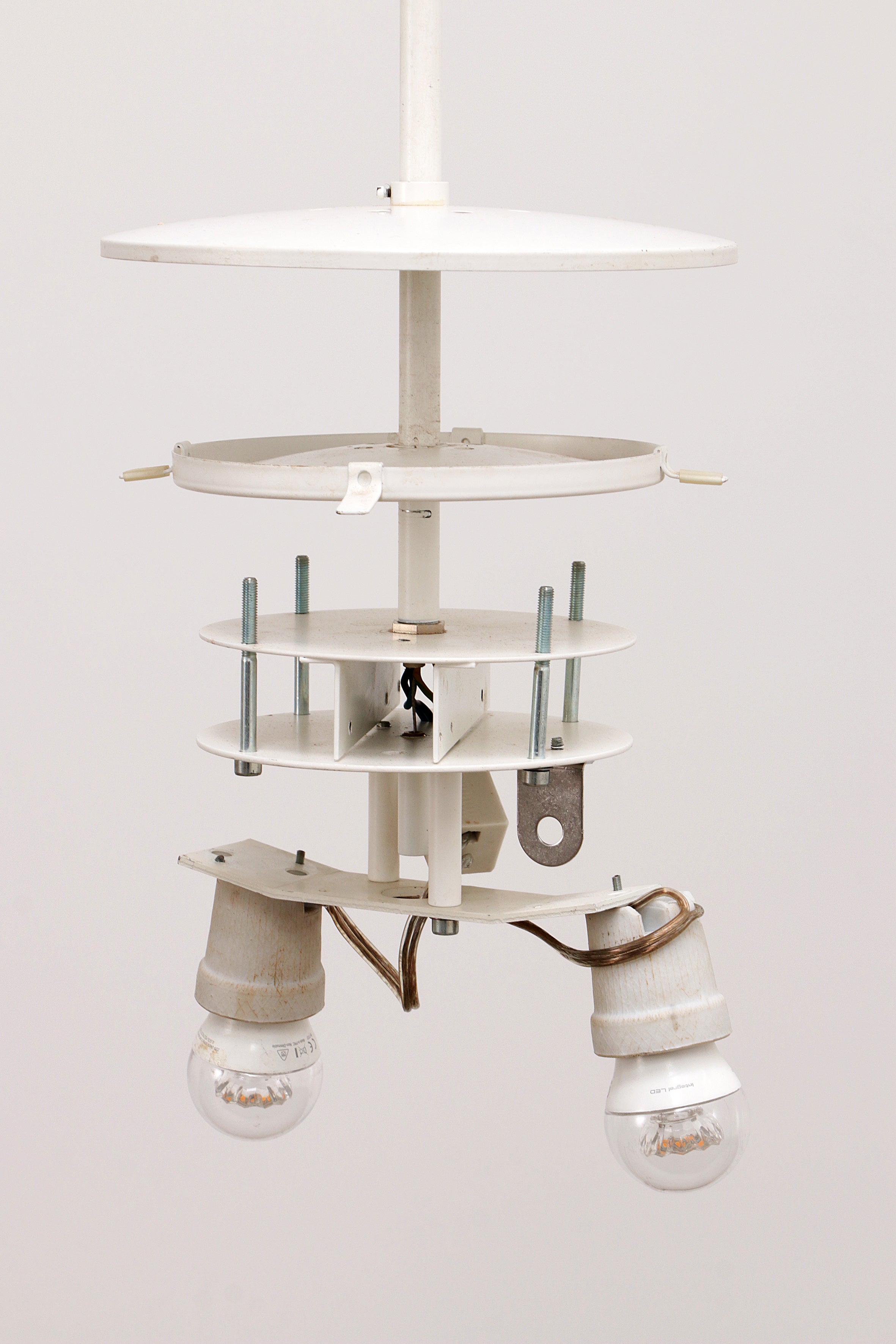 Zeer Grote Witte hanglamp Glashutte Limburg, 1960