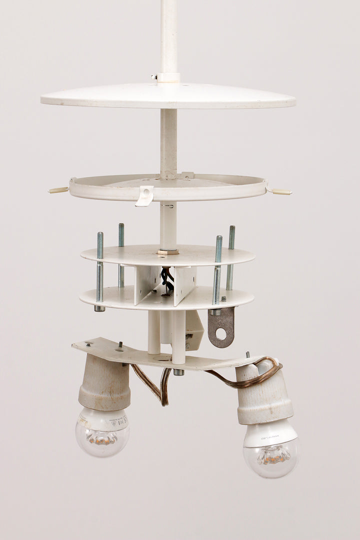 Zeer Grote Witte hanglamp Glashutte Limburg, 1960