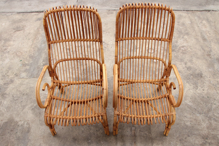 Italiaanse Bamboe set van 2 Franco Albini fauteuils,1960 Timeless-art.com