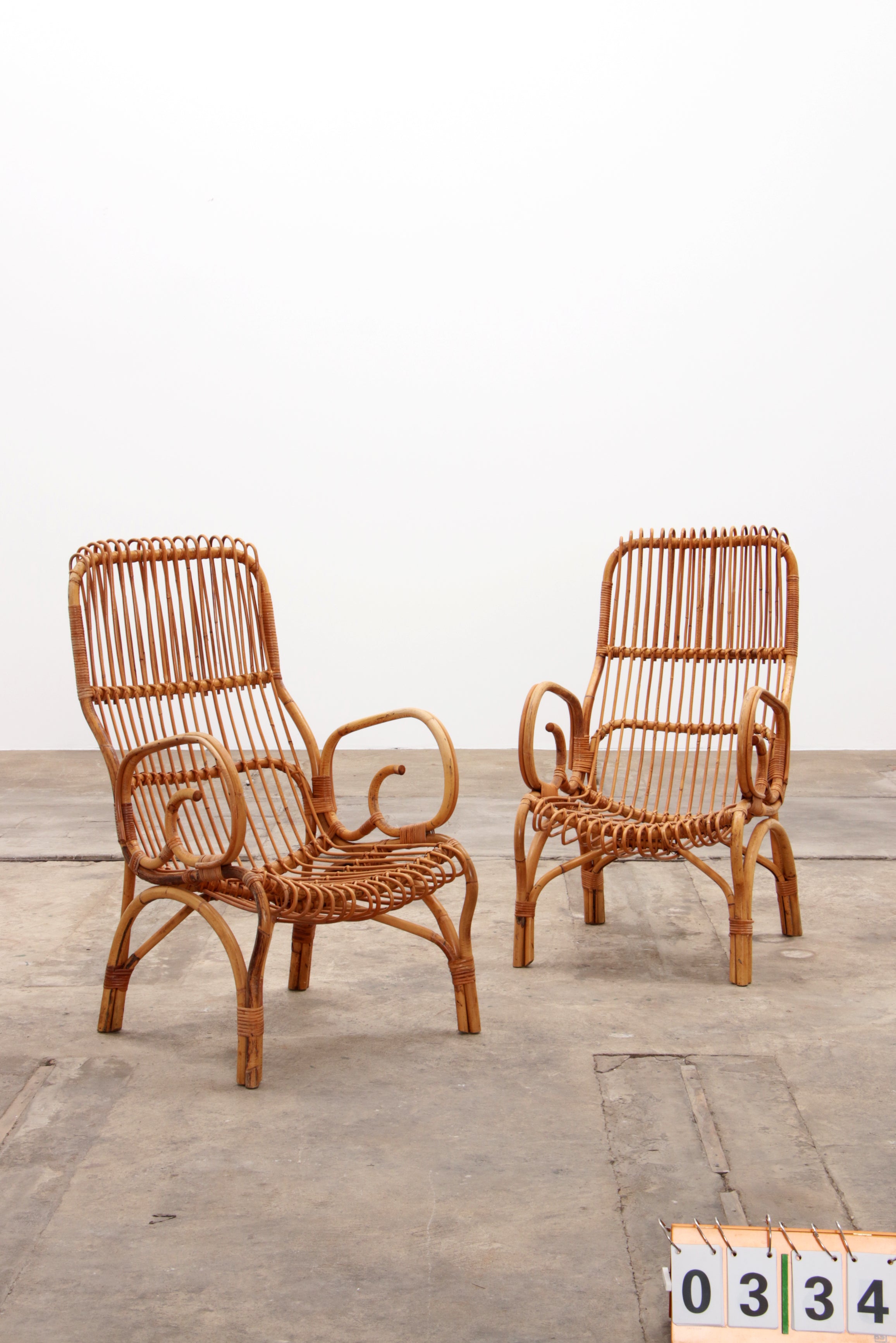 Italiaanse Bamboe set van 2 Franco Albini fauteuils,1960 Timeless-art.com