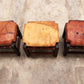 Braziliaanse Brutalistische voetenbankjes met patchwork leer,1960Braziliaanse Brutalistische voetenbankjes Timeless-art.com