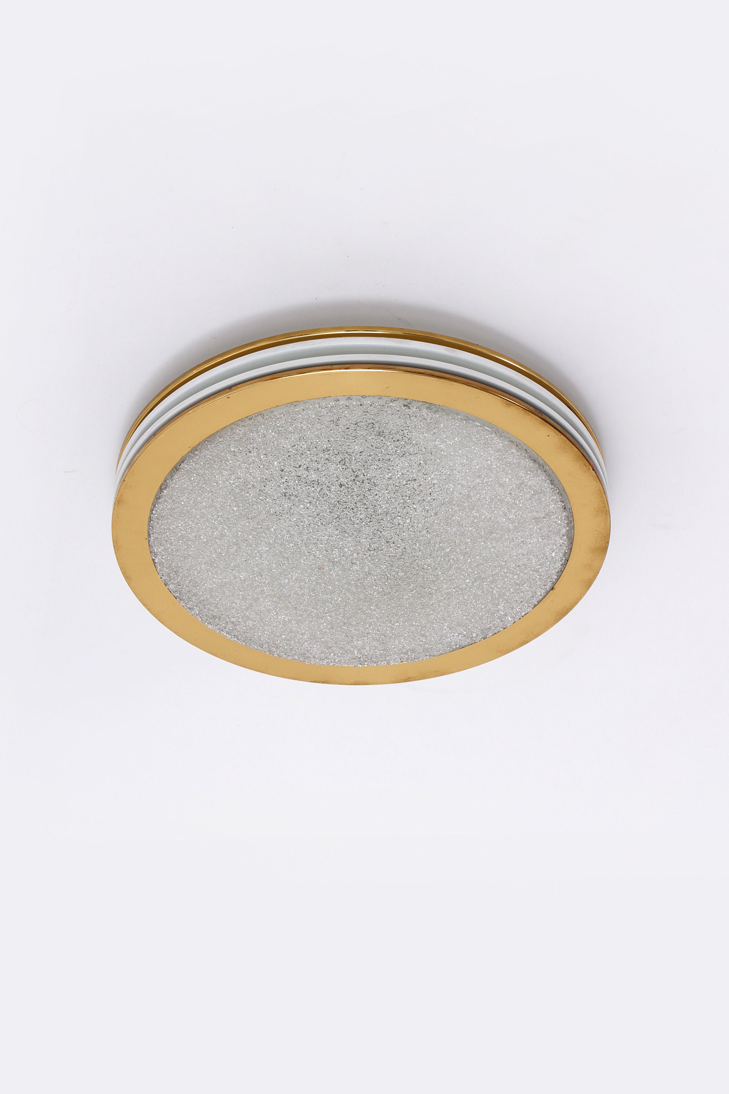 Vintage Plafonniere Doria leuchten met ijsglas en metaal,duitsland 1960s.