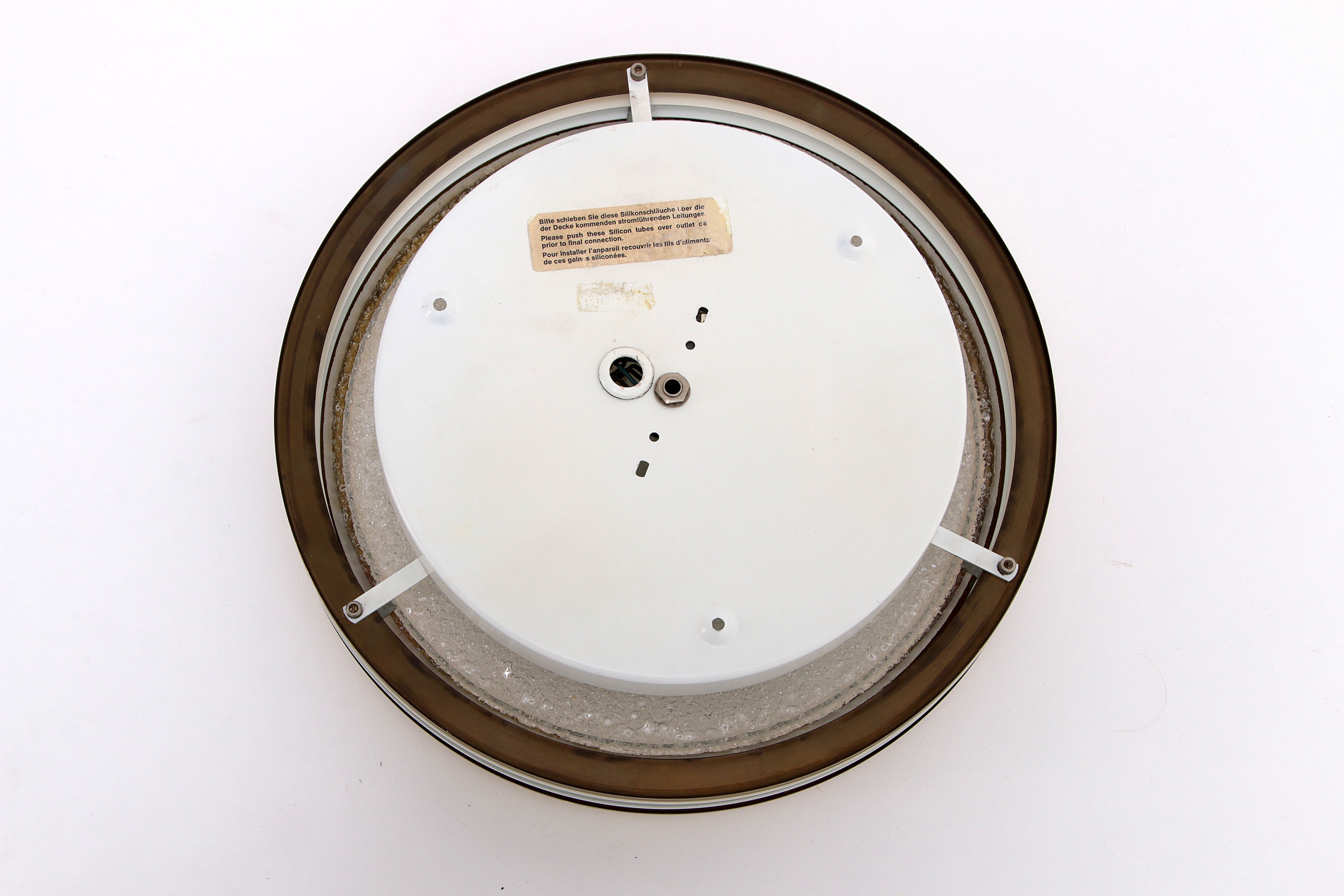 Vintage Plafonniere Doria leuchten met ijsglas en metaal,duitsland 1960s.