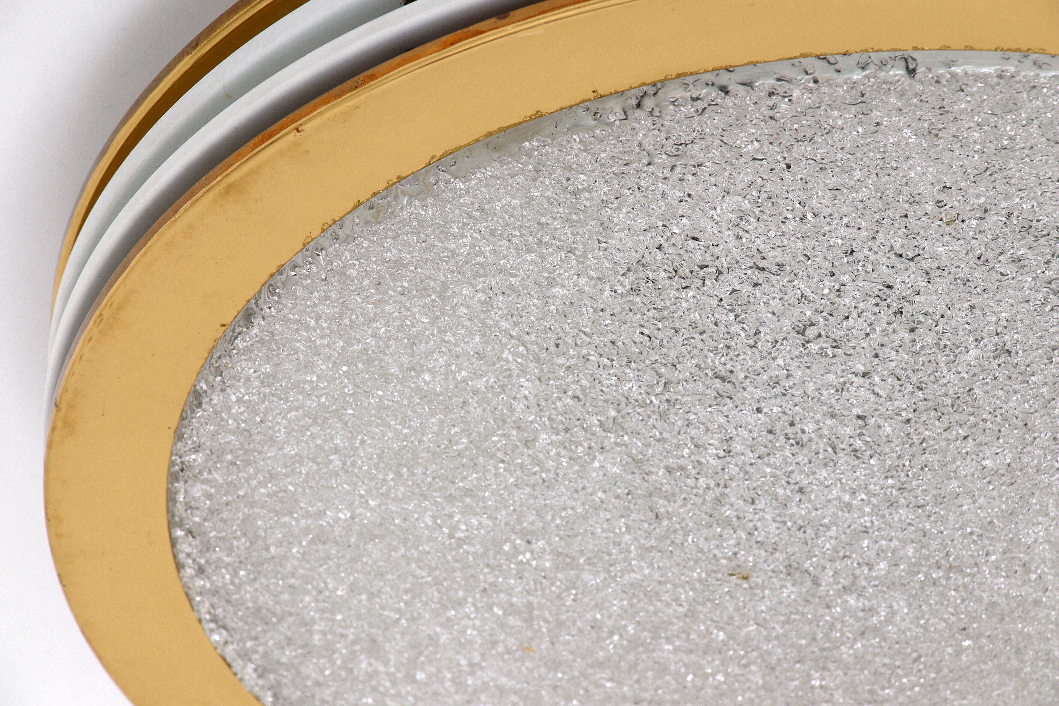 Vintage Plafonniere Doria leuchten met ijsglas en metaal,duitsland 1960s.