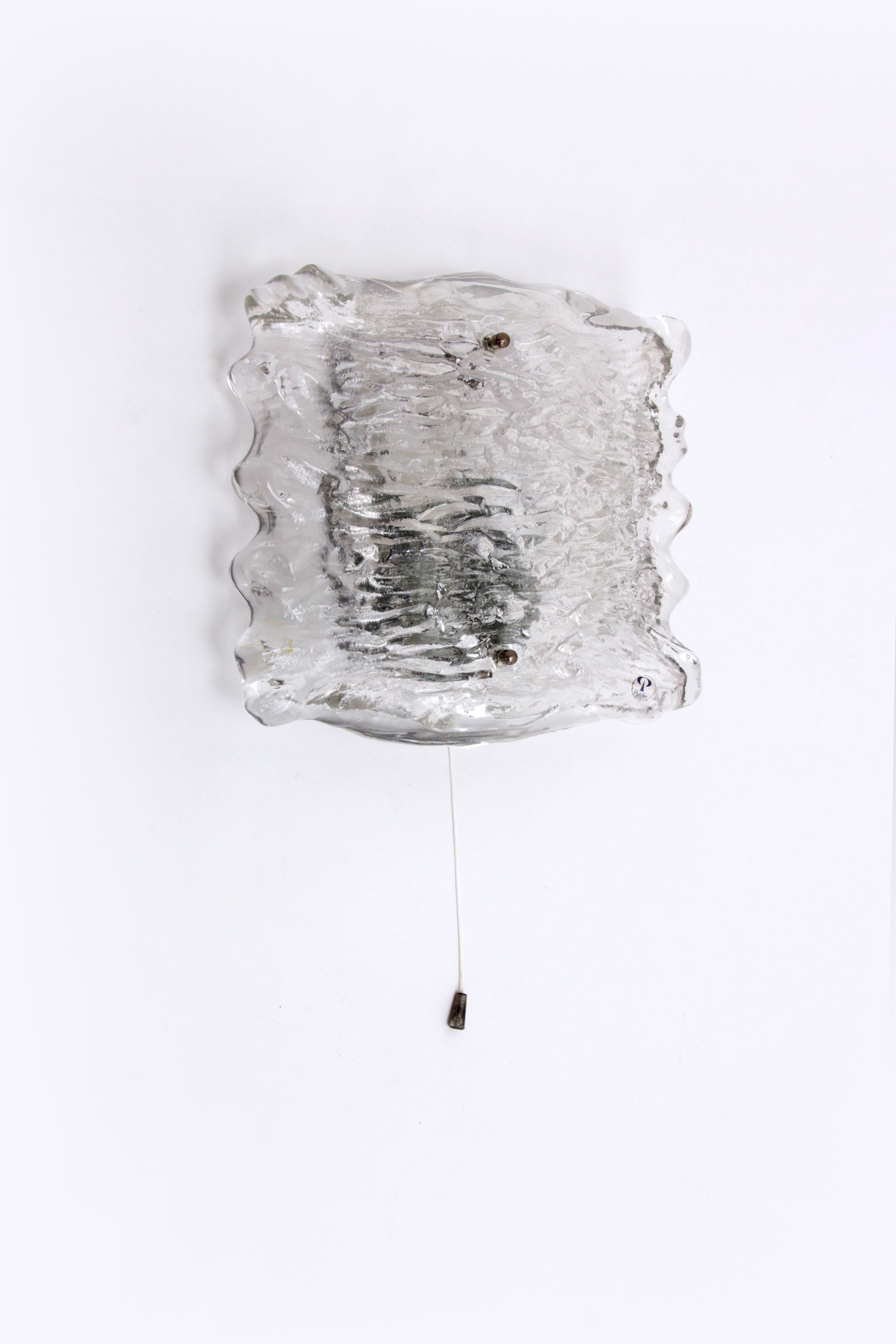 Mooie grote wandlamp Peil & Putzler ice glas,1960 Duitsland