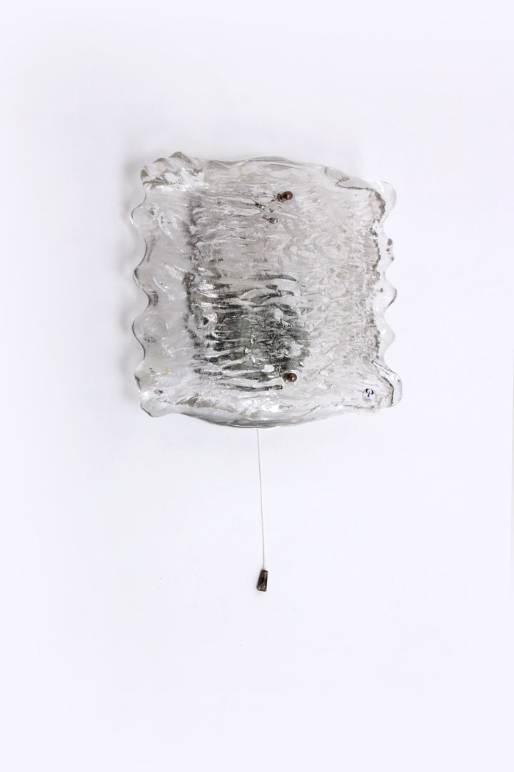 Mooie grote wandlamp Peil & Putzler ice glas,1960 Duitsland