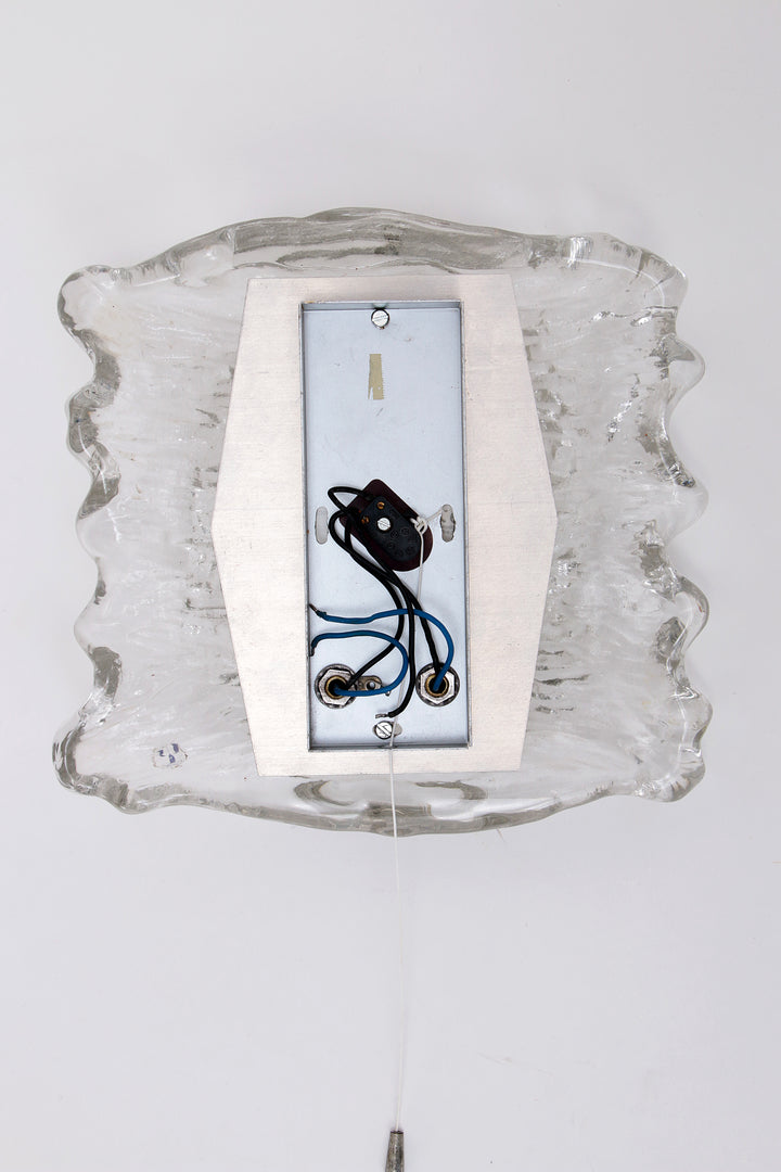 Mooie grote wandlamp Peil & Putzler ice glas,1960 Duitsland